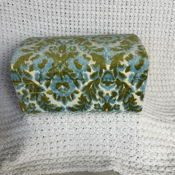 Shiseido Hanatsubaki Jewelry Box Vintage Belgium Cut Velvet Fabric Collectible - Picture 3 of 6